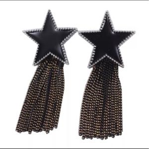 🌿VNTG Enamel Black dangle star earrings